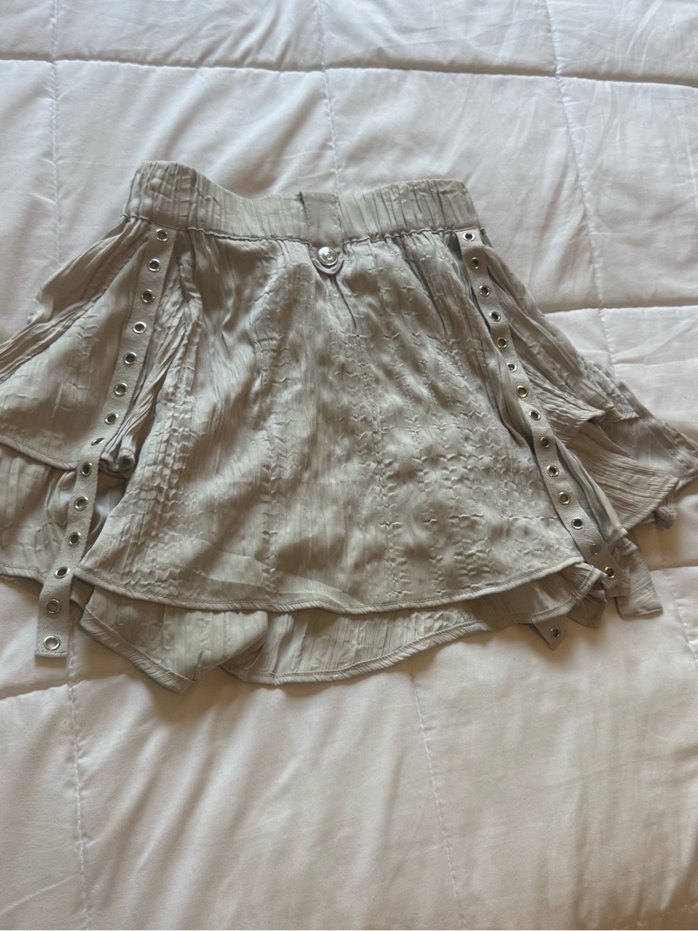 Free People Light Gray Layered Mini Skirt with Belt Detail - Picture 3 of 6